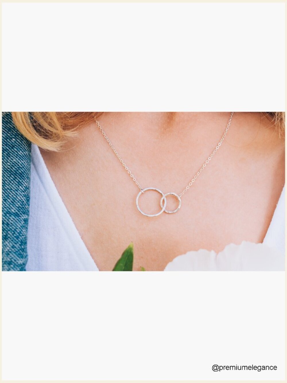 2 Interlocking Rings Necklace Graduation Gift with Card & Box - Picture 7 of 7